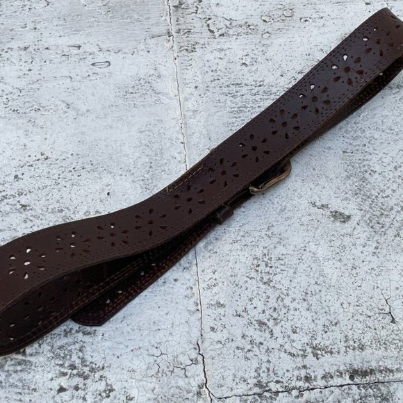 Genuine Leather Belt Pin Buckle Unisex Waistband Brown Belt Size 32 inches - Picture 10 of 11